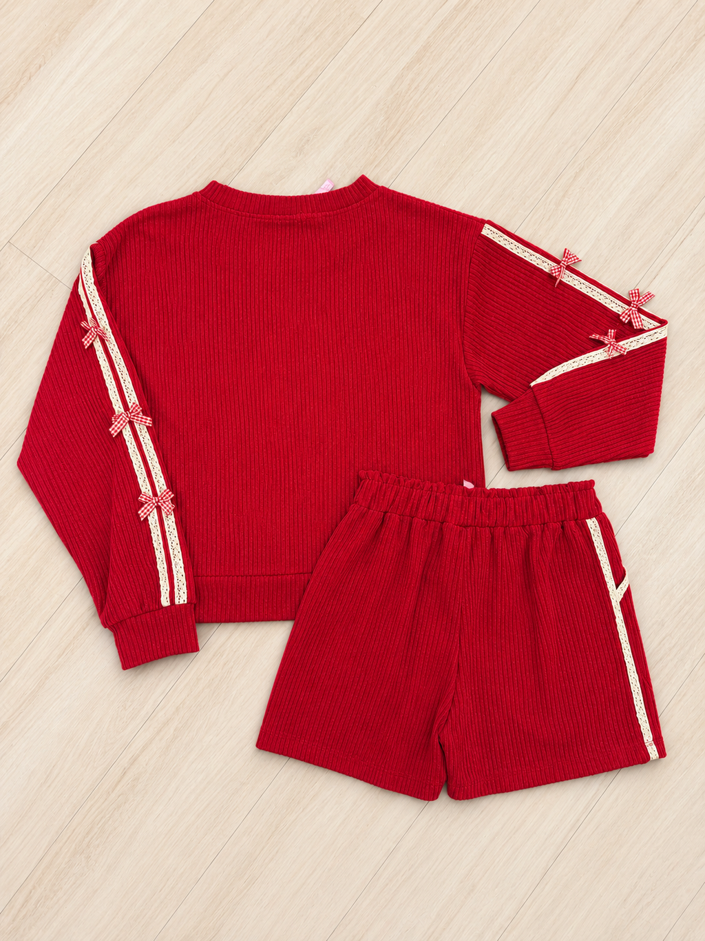 Girls Red Bow Trim Outfit