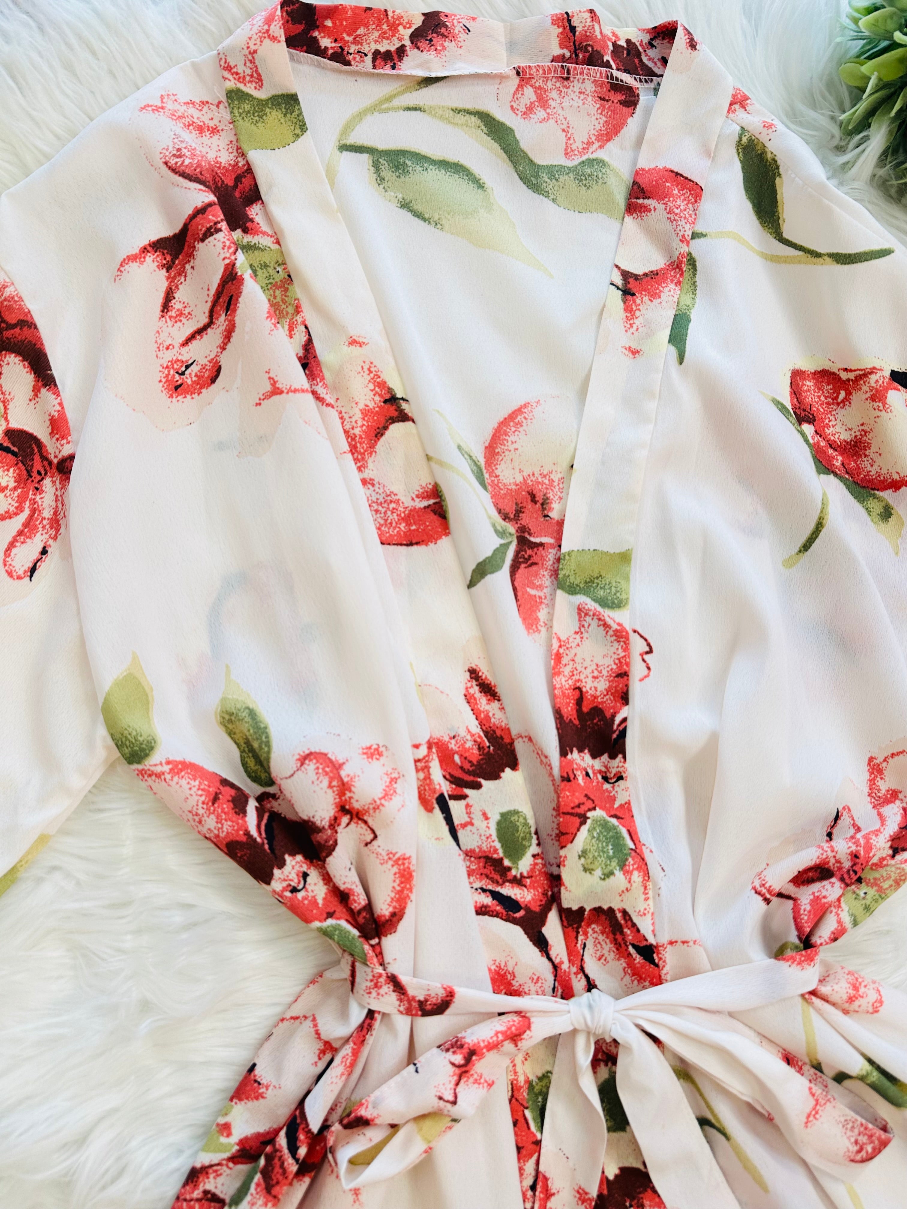 Women’s Beige Floral Tied Cardigan