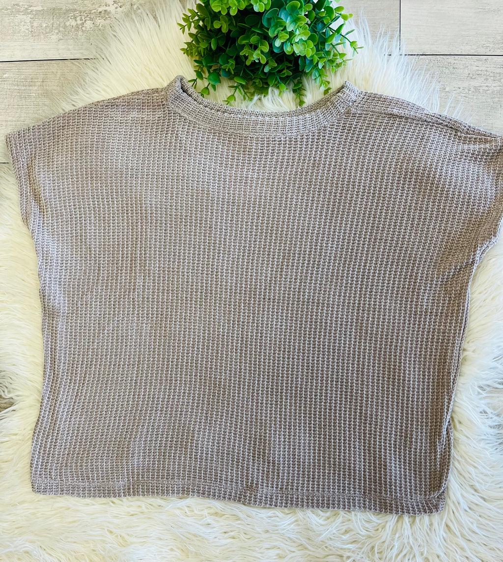 Women’s Zenana Soft Waffle Knit Pocket Top In Ash Mocha - Oversized