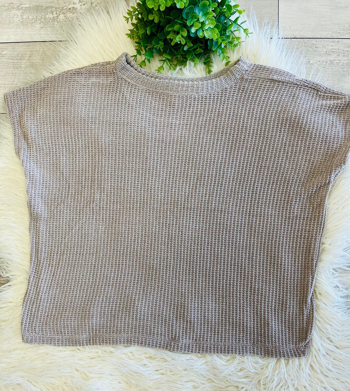 Women’s Zenana Soft Waffle Knit Pocket Top In Ash Mocha - Oversized