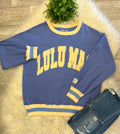 Women’s LuLu Mac Blue & Butter Yellow Striped Ribbed Trim Sweatshirt