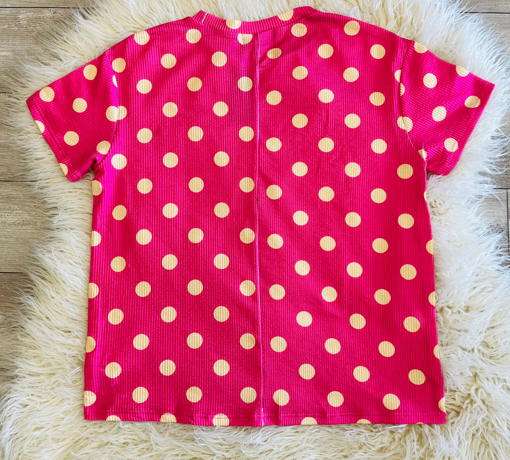Women’s Evermmee Pink and Yellow Polka Dot top