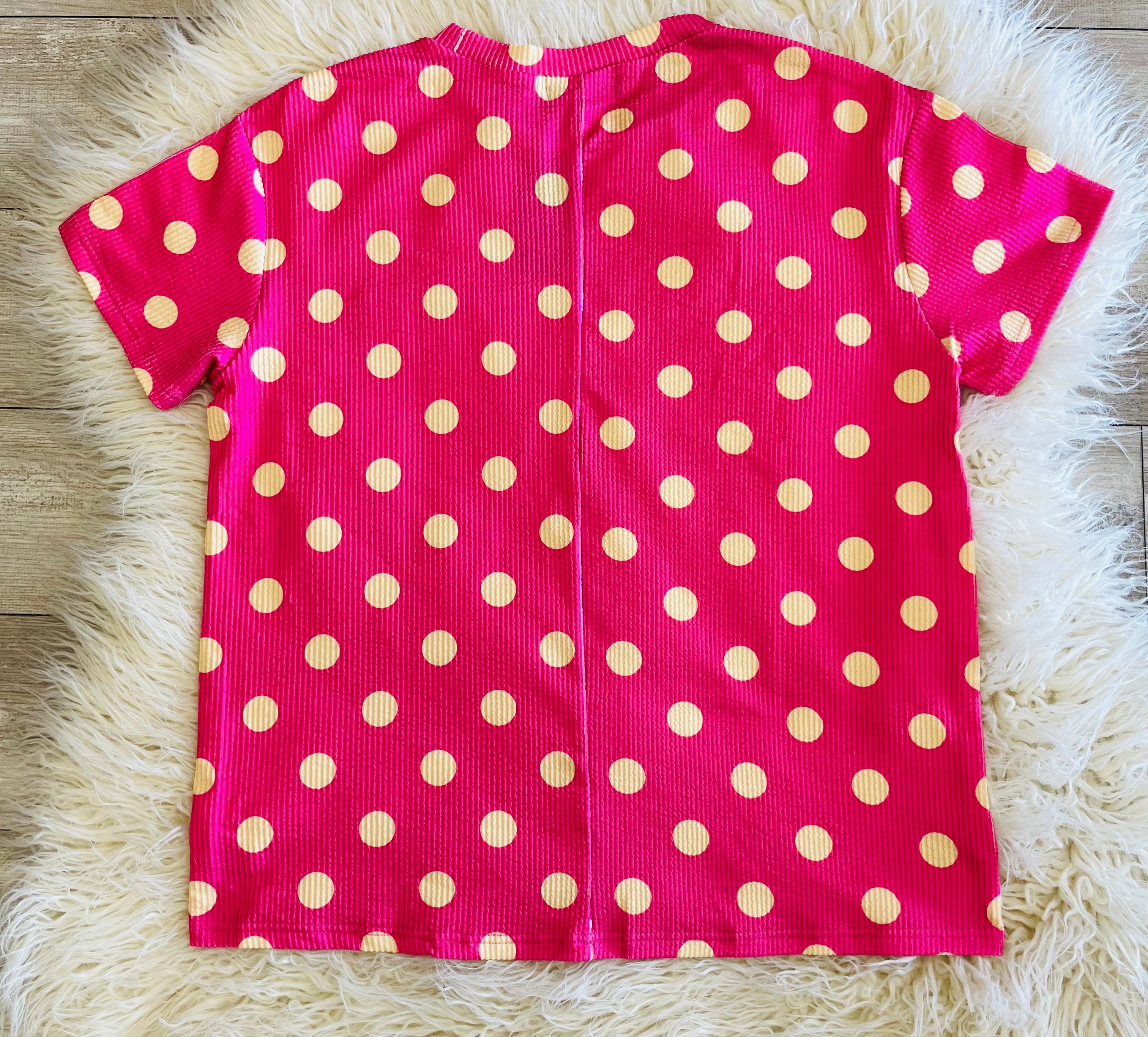 Women’s Evermmee Pink and Yellow Polka Dot top