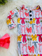Girl’s Bow Printed Knotted Gown with Matching Headband