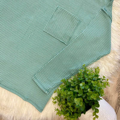 Zenana Curvy Ribbed Raw Edge Top Light Jade