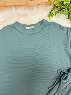 Women’s Zenana Ribbed Cuff Sleeve Jade Pant Set