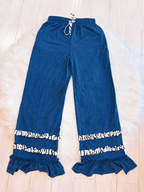 Women’s Evermmee Navy Striped Ruffle Set - Loose Fit