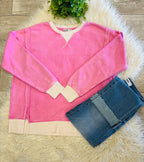 Women’s Zenana Washed Exposed Seam Sweatshirt In Candy Pink