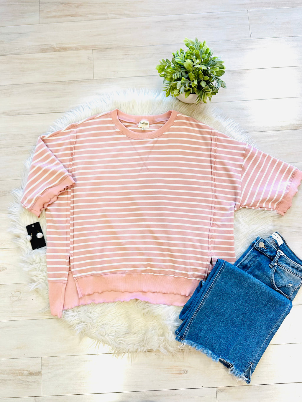 Women’s Peach Love Striped Pale Pink Top