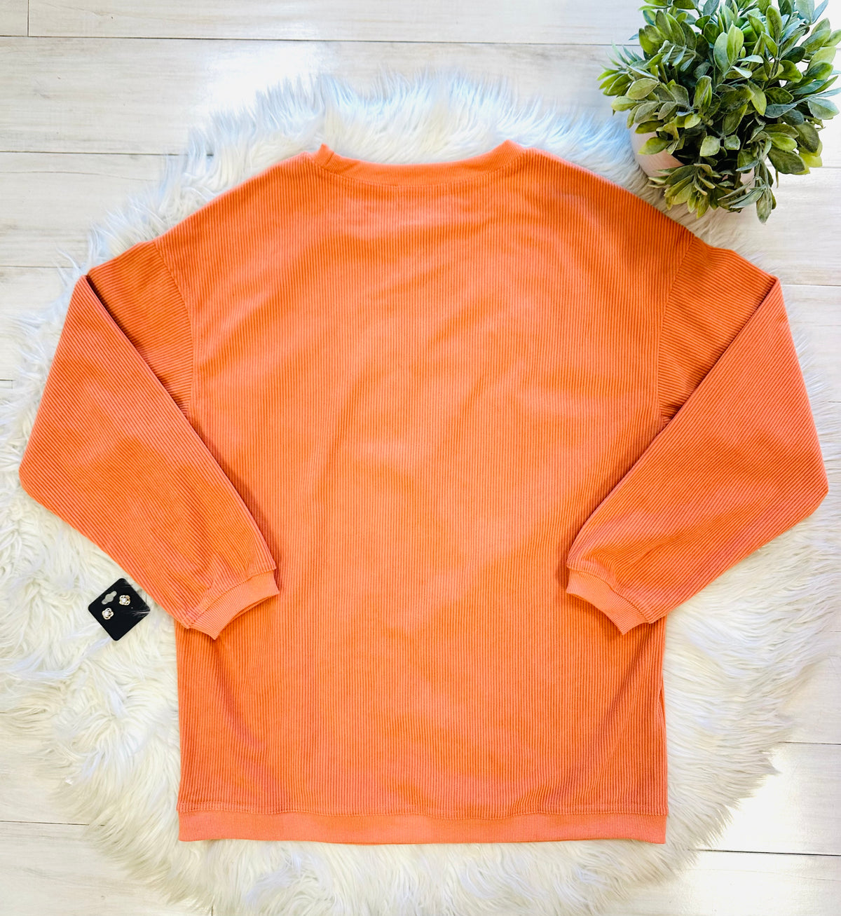 Women’s Evermmee Orange “Thankful” Ribbed Sweater Top - True to Size