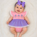 Girls Sweet Scoops Embroidered cotton ruffle bubble romper