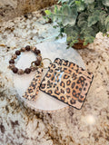 Wristlet ID Badge Pouch Keychain Cheetah