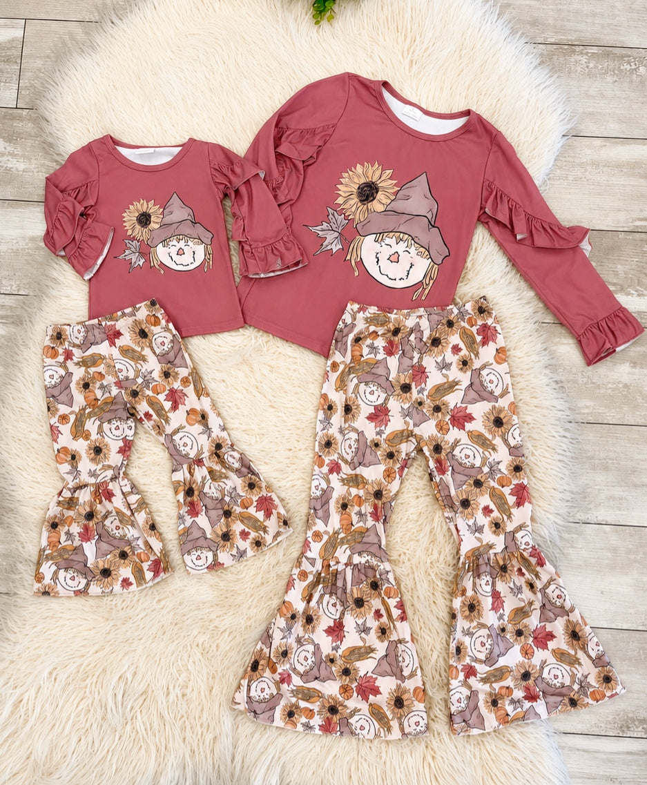 Girl’s Mauve Scarecrow Pants Outfit