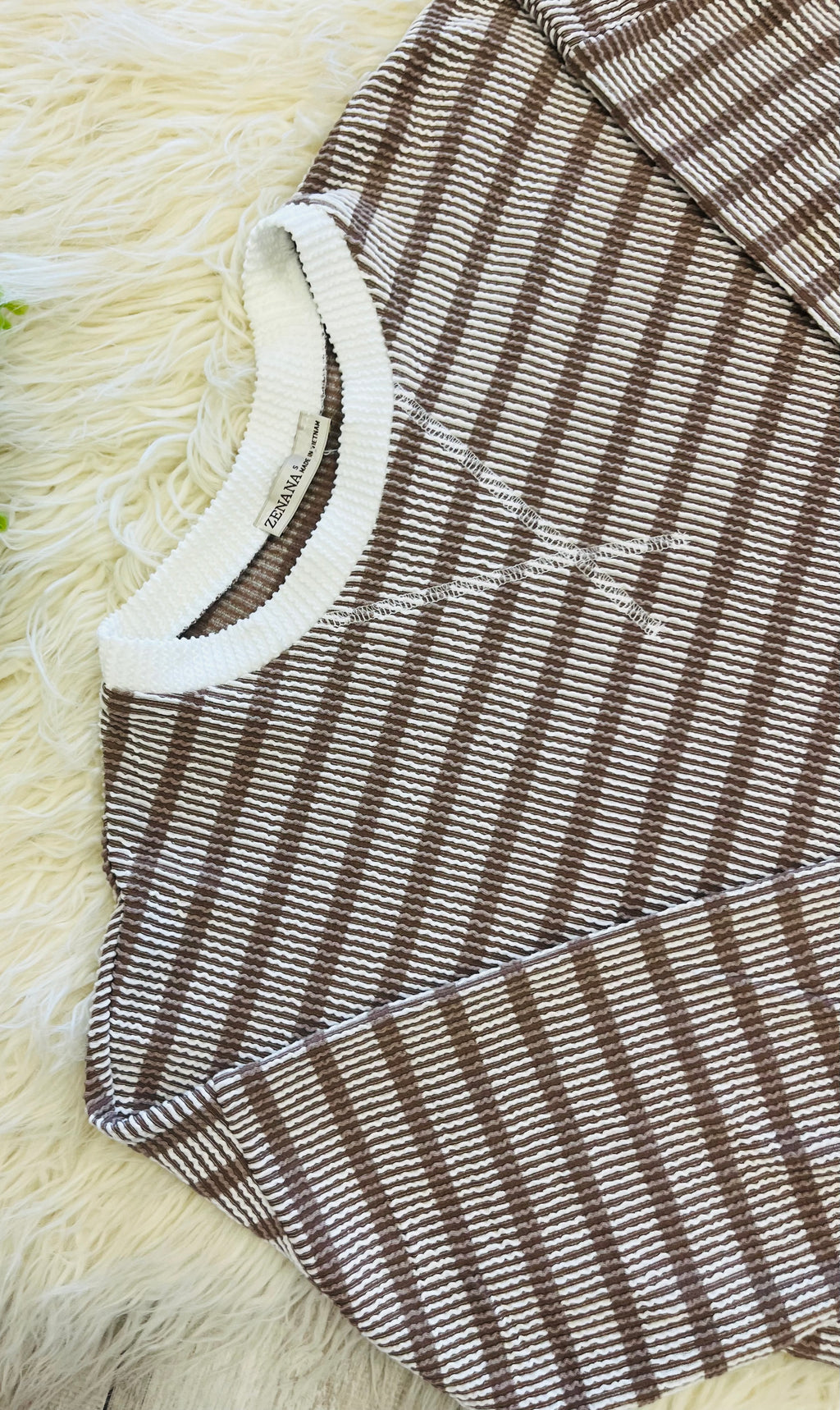 Women’s Ribbed Long Sleeve in Color Zenana Mocha - True to Size