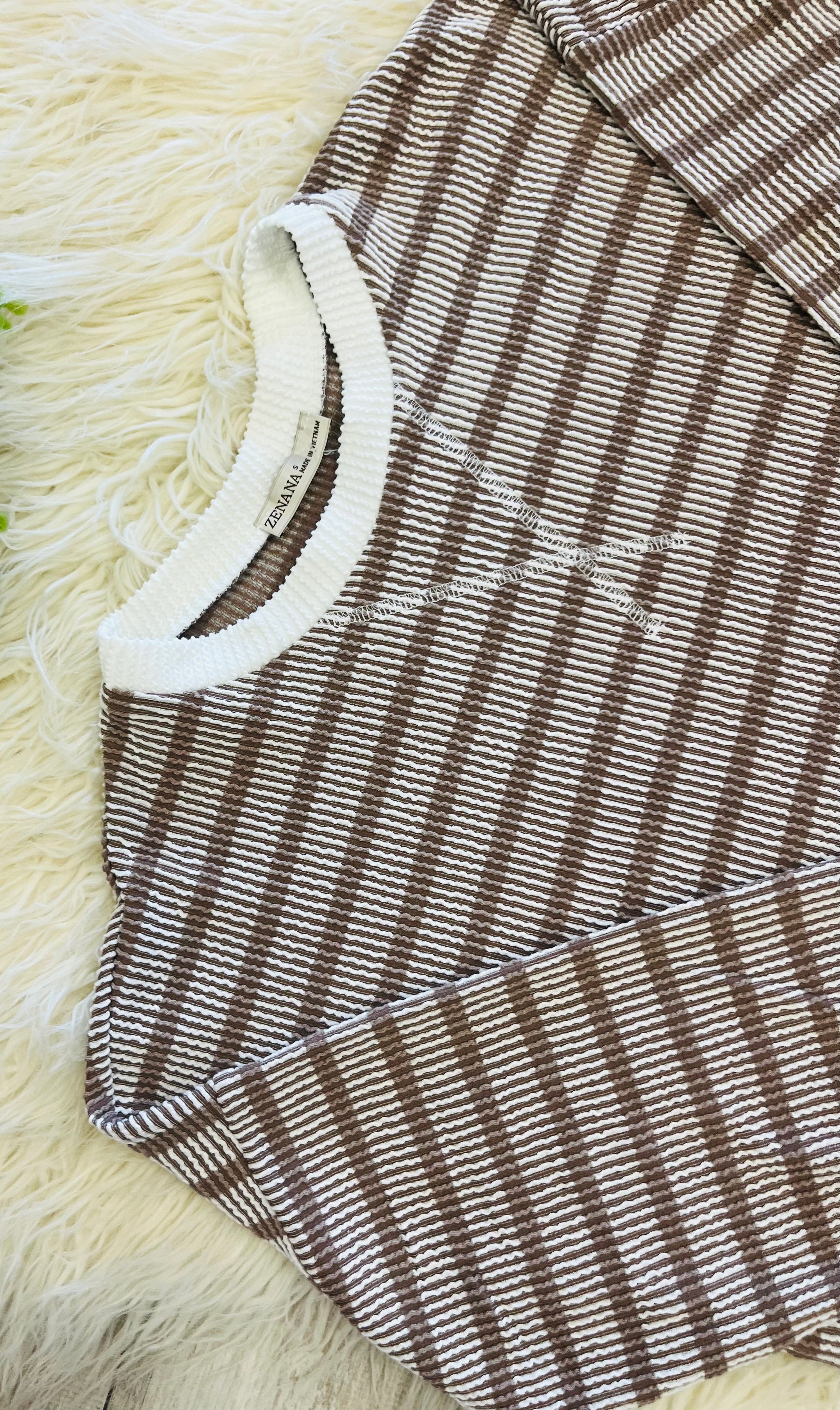 Women’s Ribbed Long Sleeve in Color Zenana Mocha - True to Size