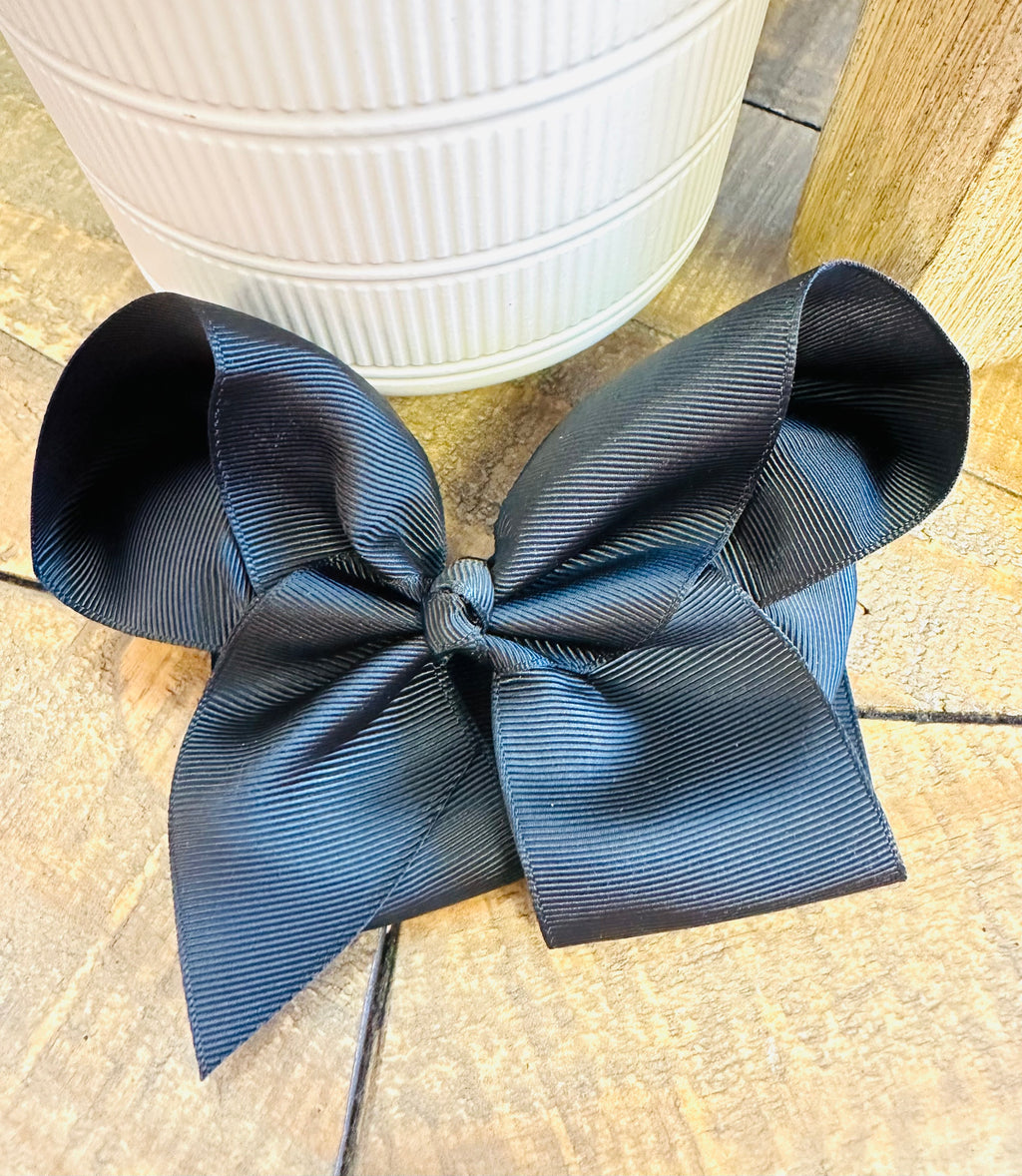 Hair Bow 6” Alligator Clip - Black