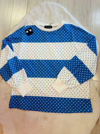 Women’s Evermmee royal blue stripe polka dot top
