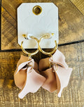 Pale Pink and Gold Dangled Hoops Earrings