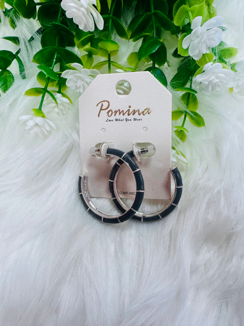 Women’s Charcoal and Silver Hoops