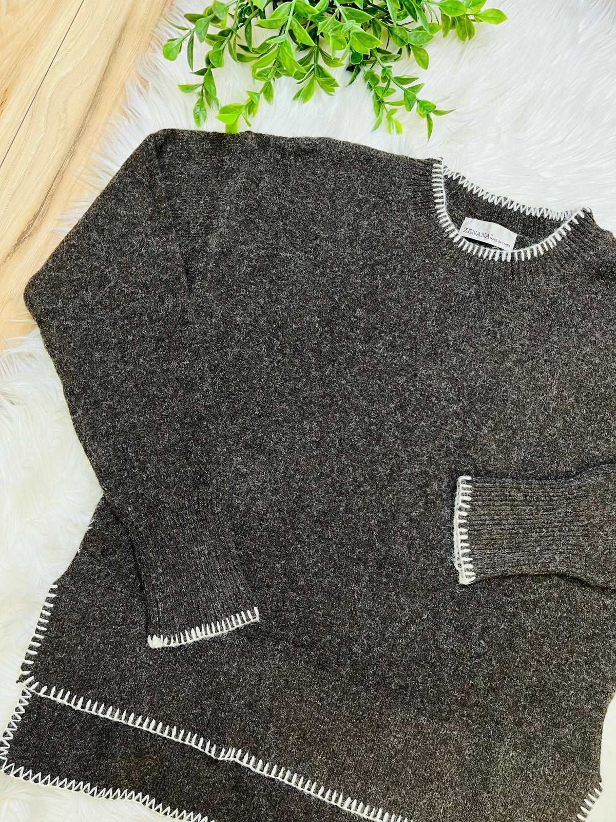 Women’s Zenana Dark Brown Sweater Top
