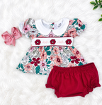 Girl’s Burgundy Floral print Bloomer