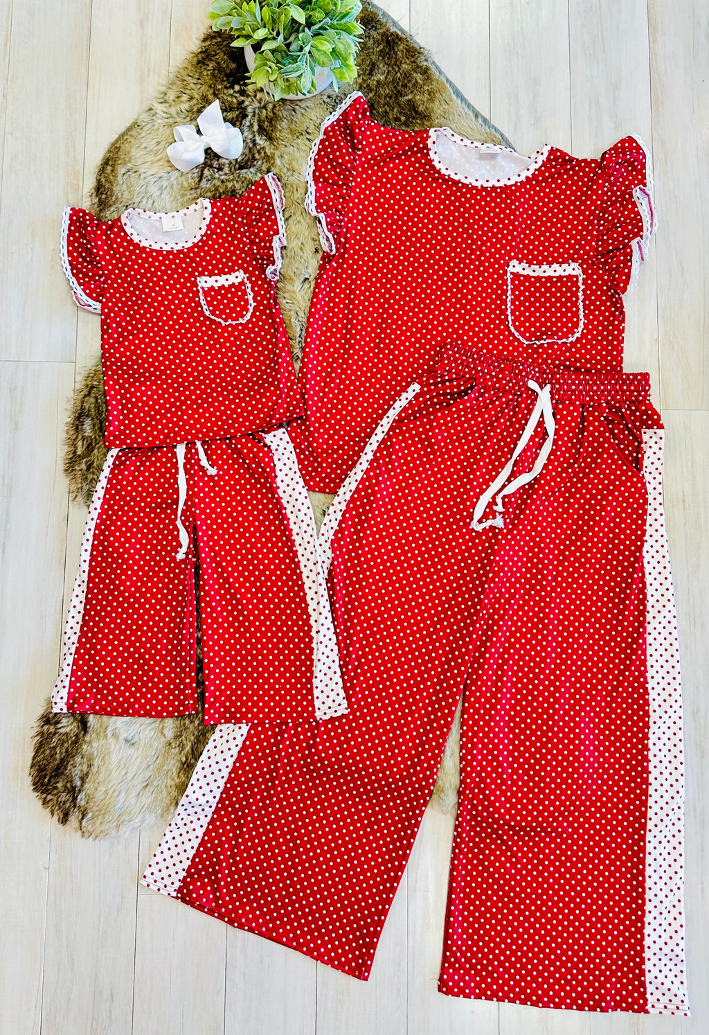 Girls Red & White Polka Dot Outfit
