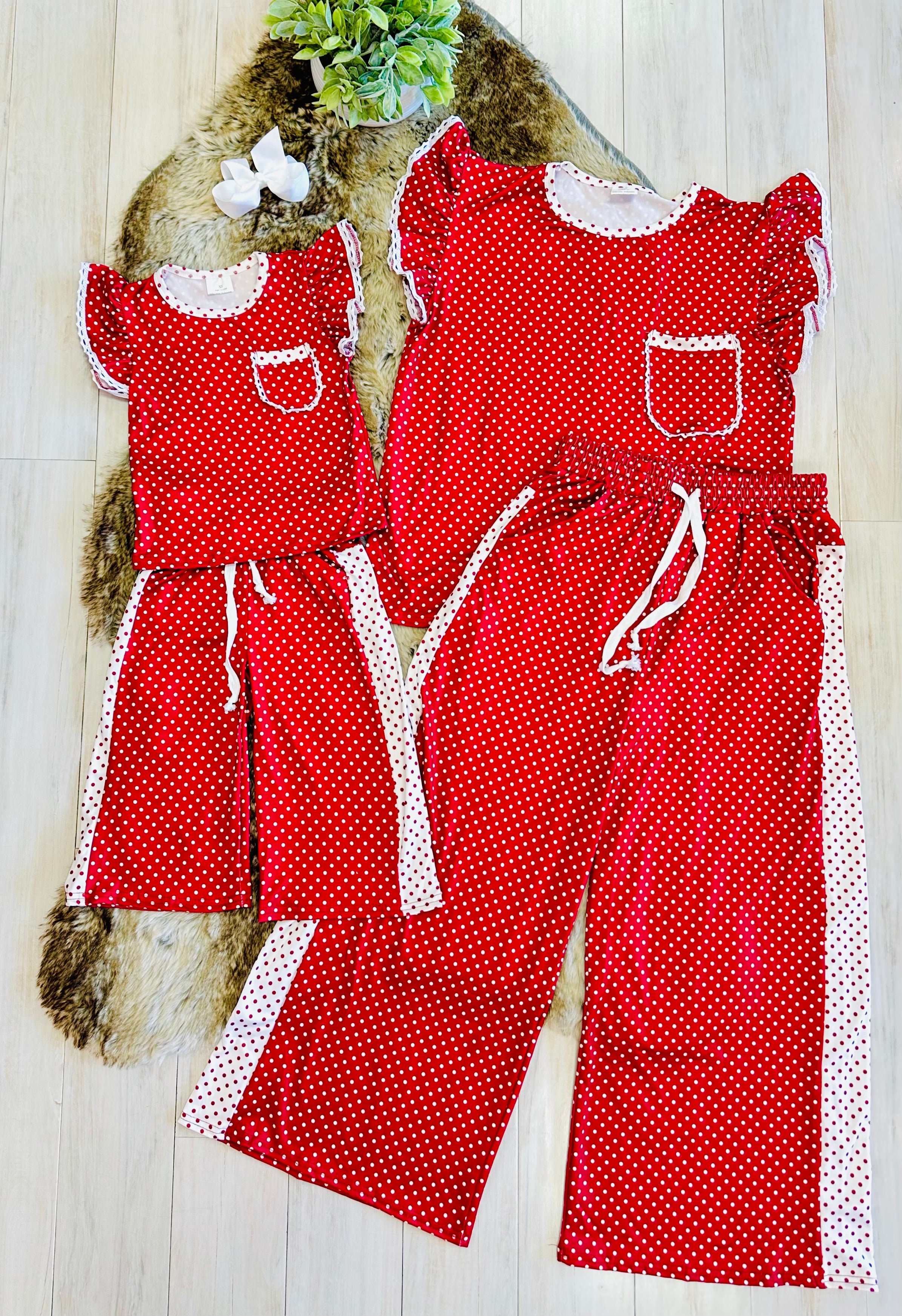 Girls Red & White Polka Dot Outfit