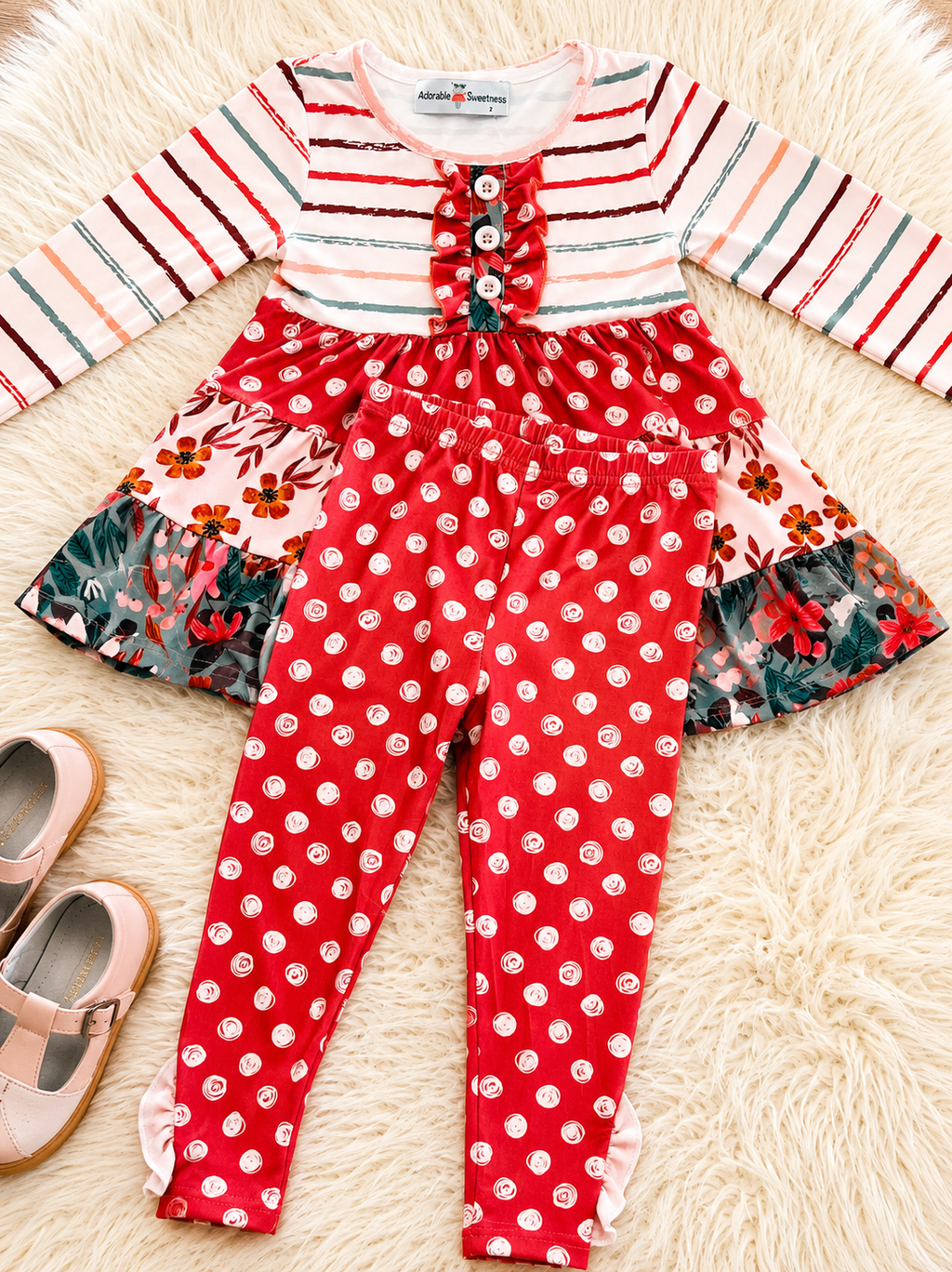 Girl’s Fall Mixed Patterned Outfit