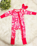 Girl’s dark pink bow sleeper