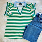 Women’s Evermmee Kelly Green Striped Top