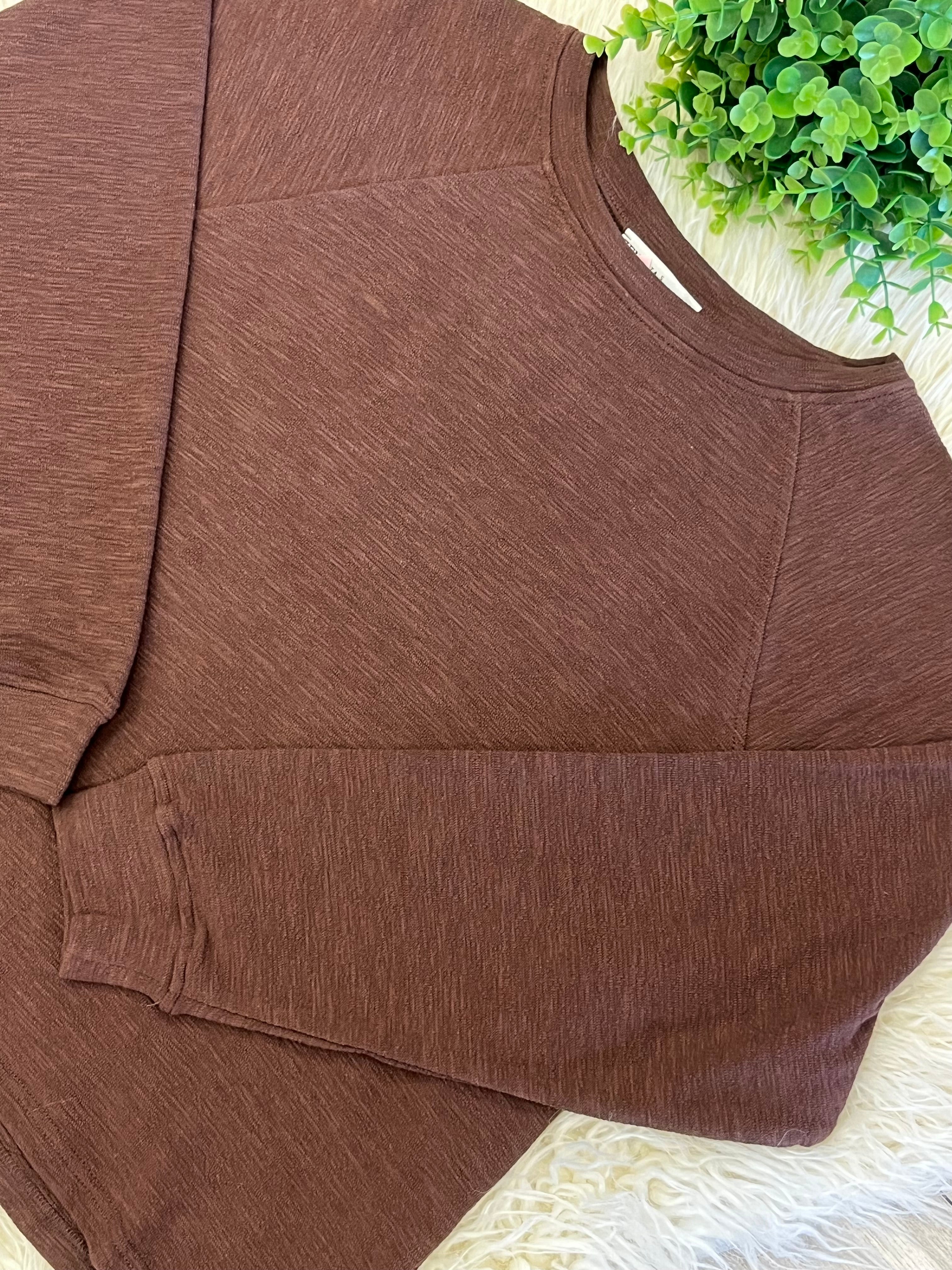Women’s Zenana Cute Cotton Long Sleeve Set in Brown