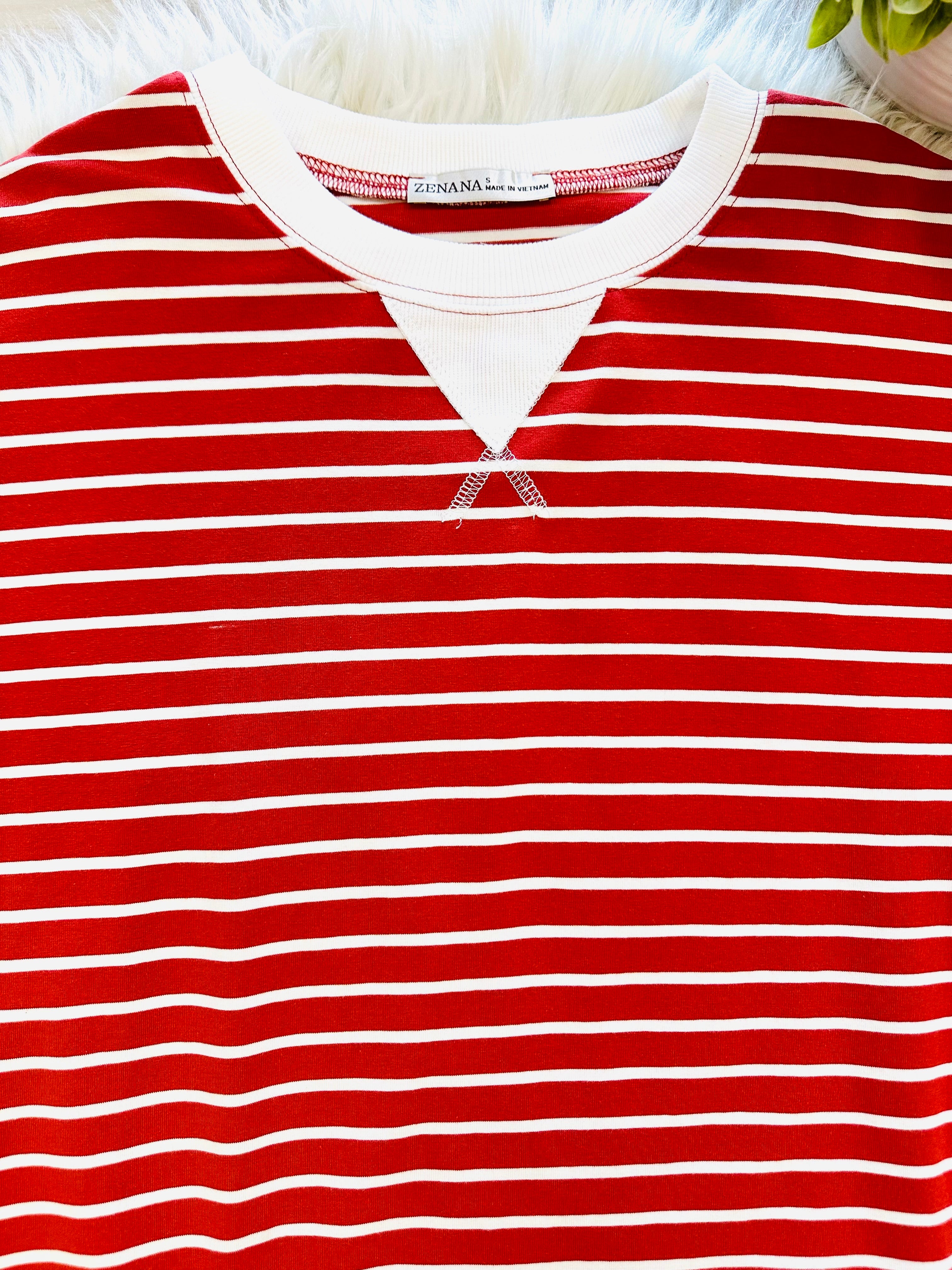 Women’s Zenana Rust Striped Long Sleeve Top