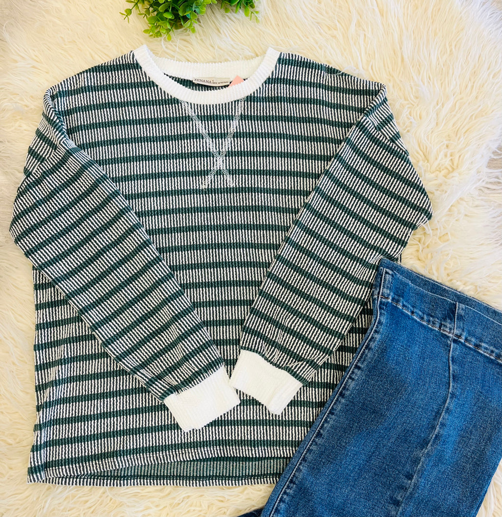 Women’s Ribbed Long Sleeve in Hunter Green Zenana - True to Size