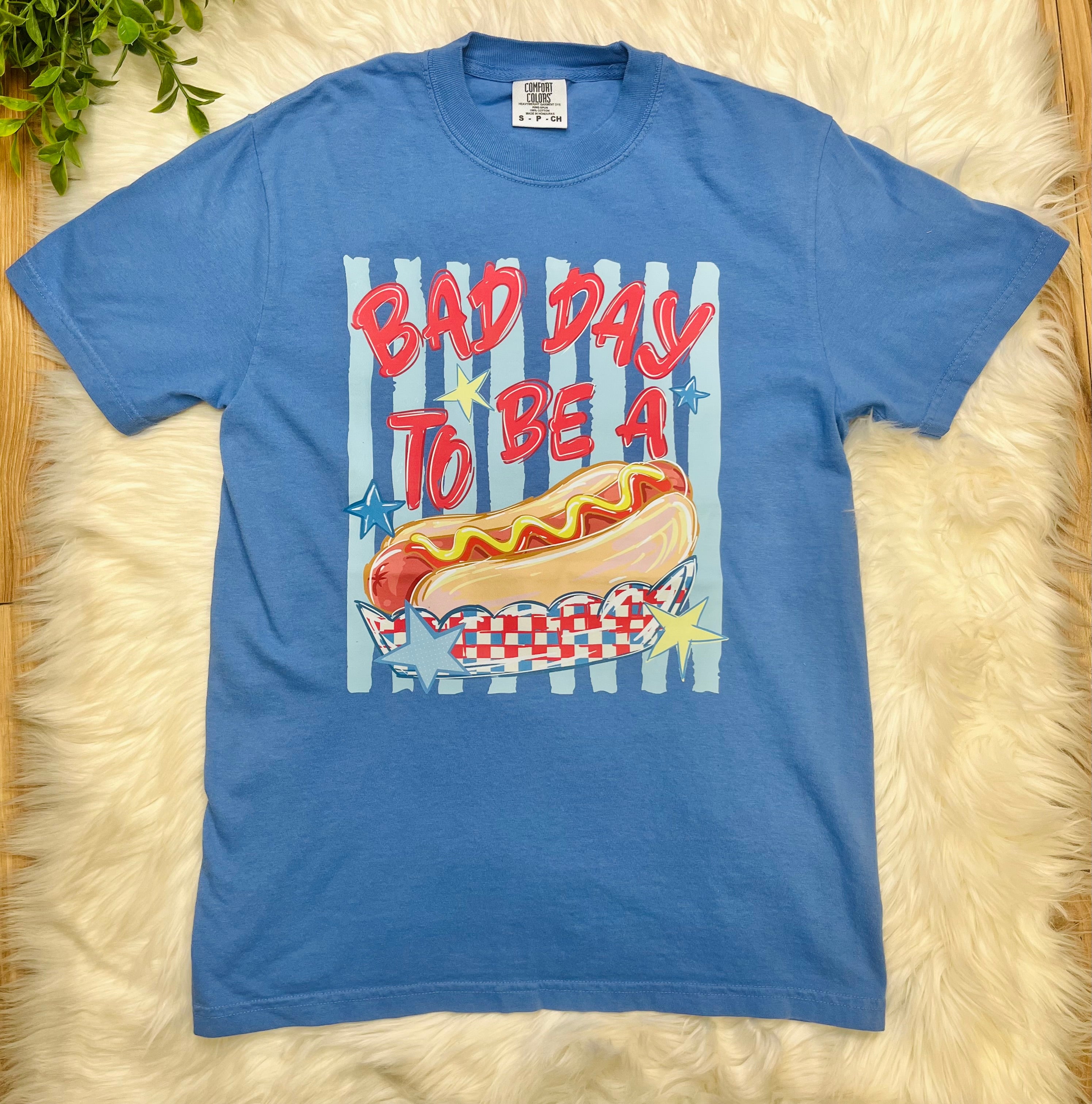 Women’s Blue Bad Day To Be A Hot Dog Graphic Tee
