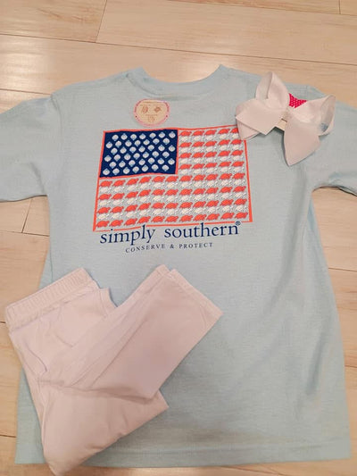 Girls Simply Southern Turtle American Flag Tee - Mini Mee Boutique