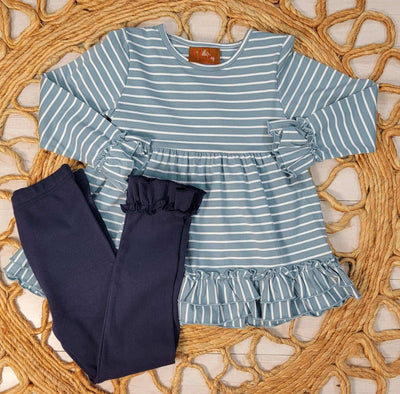 Millie Jay Teal Stripe Set - Mini Mee Boutique