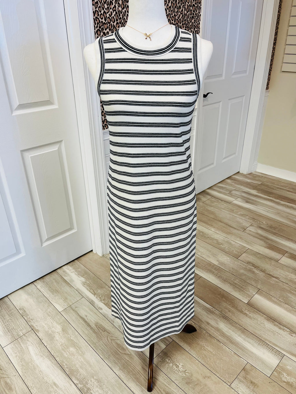 Women’s Blu Pepper Black Stripe Button Down Back Dress