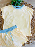 Woman’s Yellow and Light Blue shorts set
