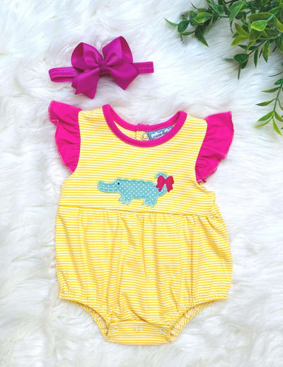 Baby Girls Alligator Onesie - Mini Mee Boutique