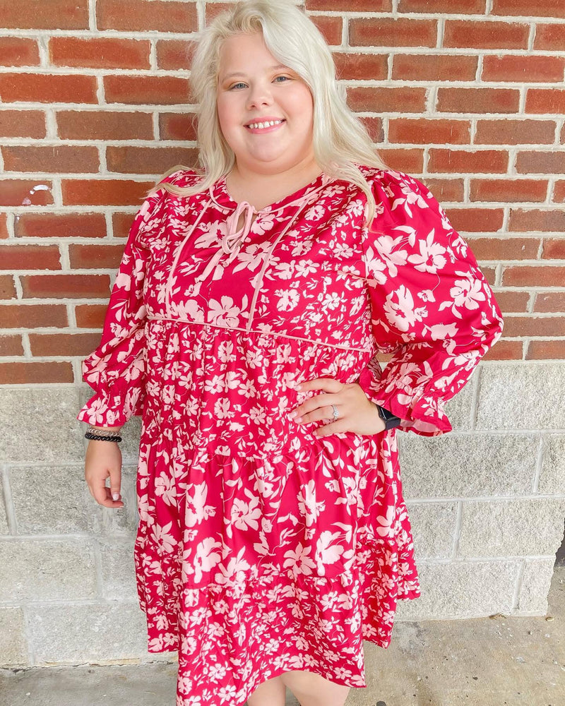 Curvy Floral Burgundy Dress - Mini Mee Boutique