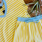 Women’s Yellow and blue stripe short set