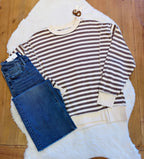 Women’s Zenana Mocha Stripe Pullover with side slits