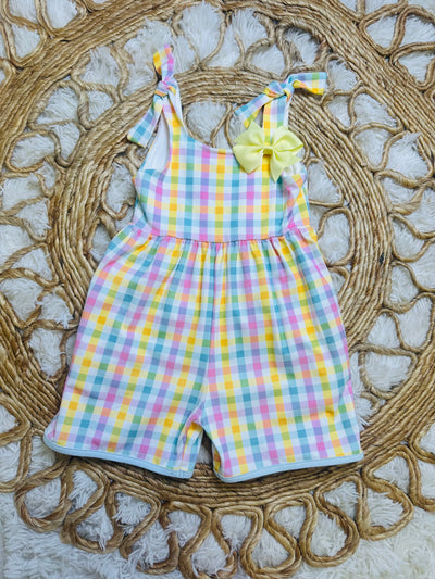 Serendipity Girls Pastel Checkered Romper - Mini Mee Boutique