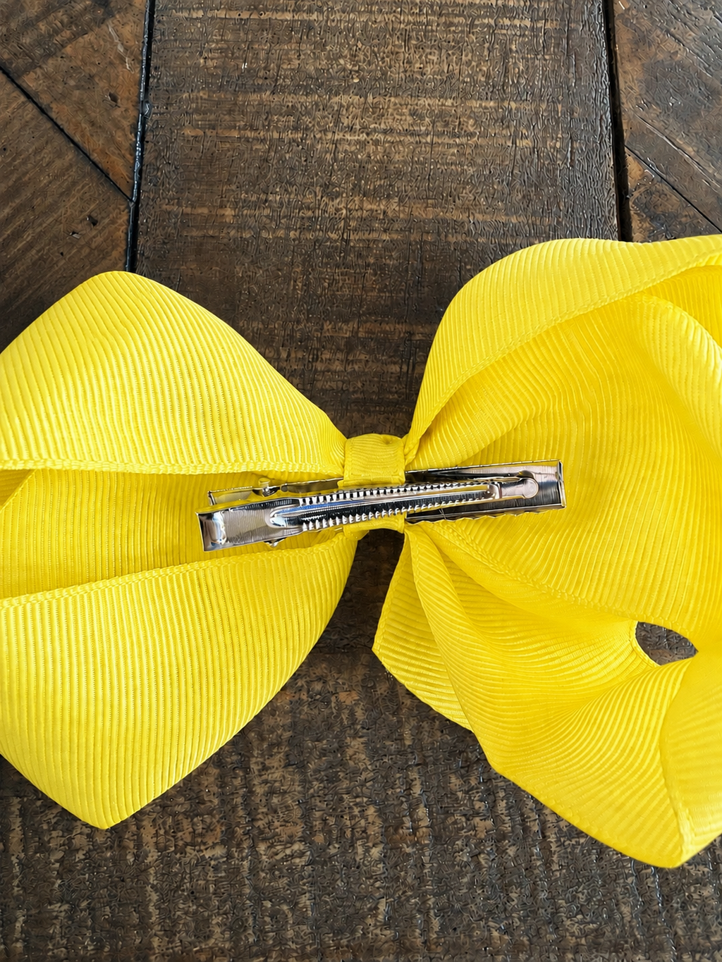 Hair Bow 6” Alligator Clip - Butter Yellow