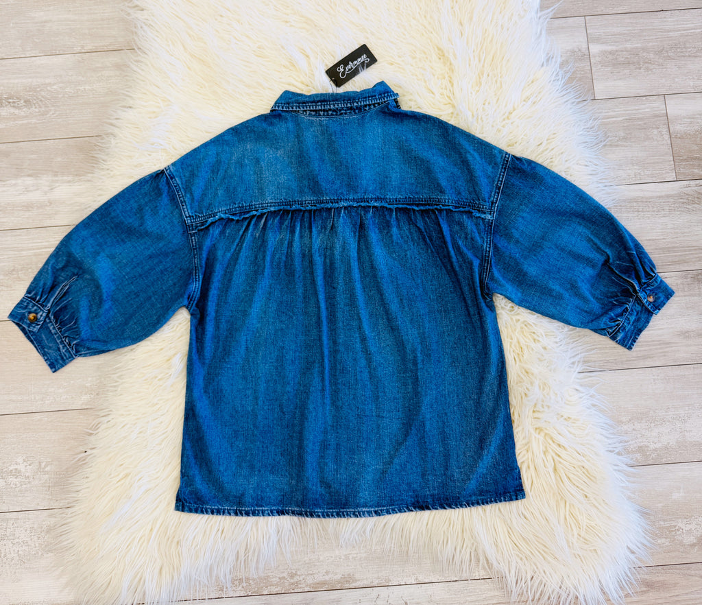 Women’s Evermmee Denim Puff Sleeve Top