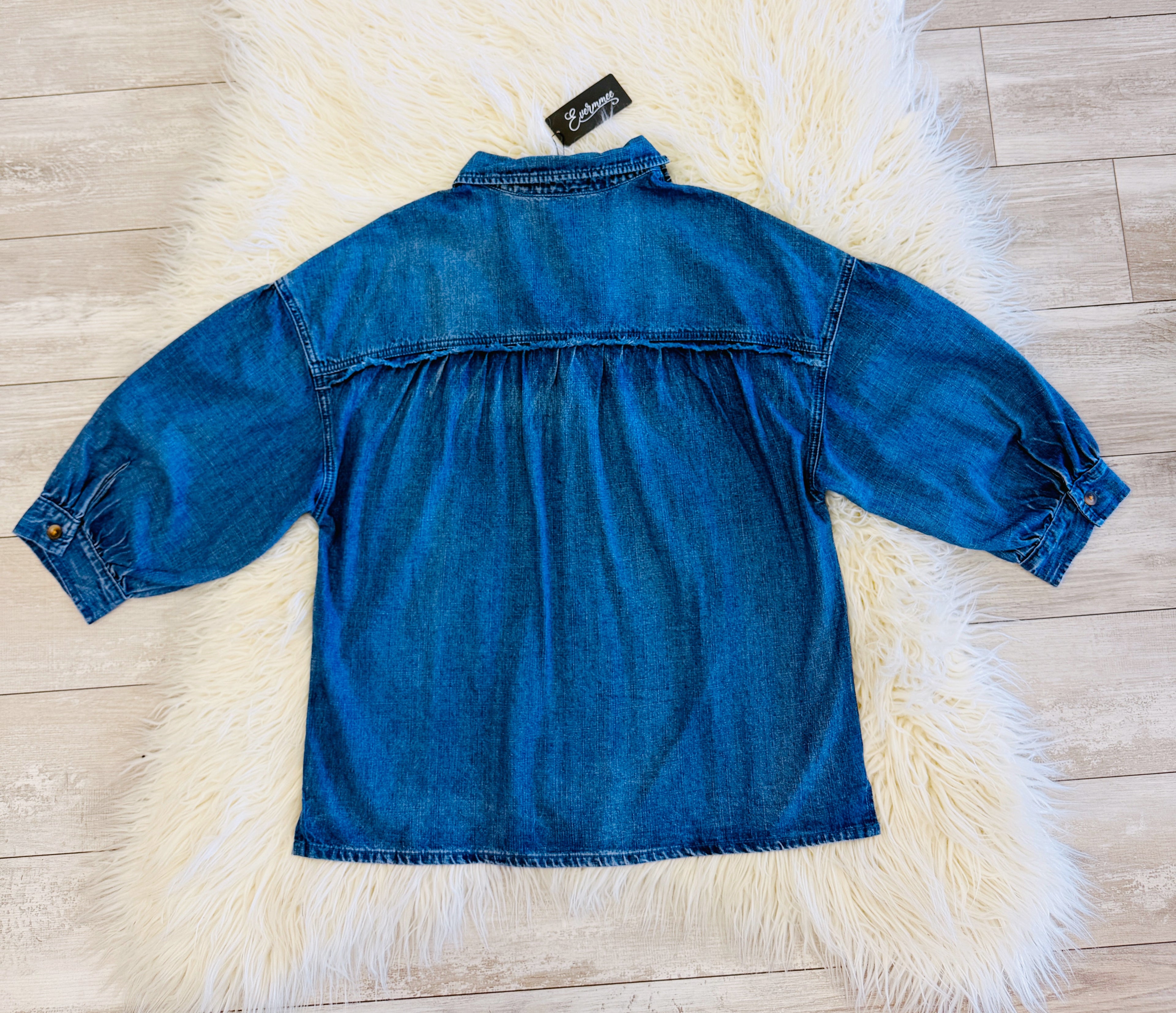 Women’s Evermmee Denim Puff Sleeve Top