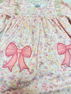 Girl’s Floral Print Bow Dress