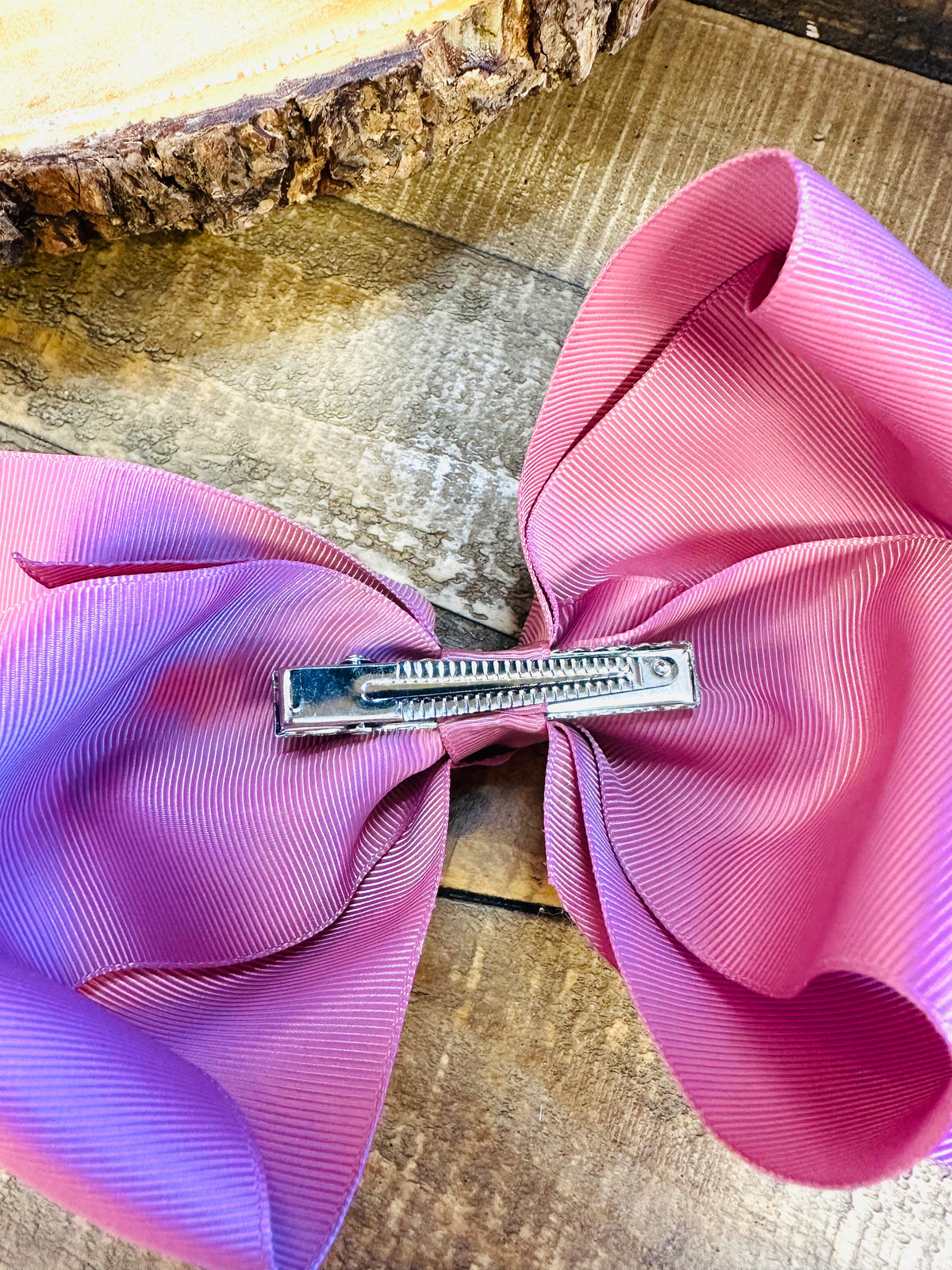 Hair Bow 8” Alligator Clip - Mauve