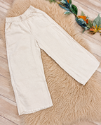Oatmeal Frayed Hem Linen Pants by UmGee Women’s - Loose Fit