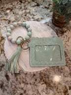 Wristlet ID Badge Pouch Keychain Cotton Candy